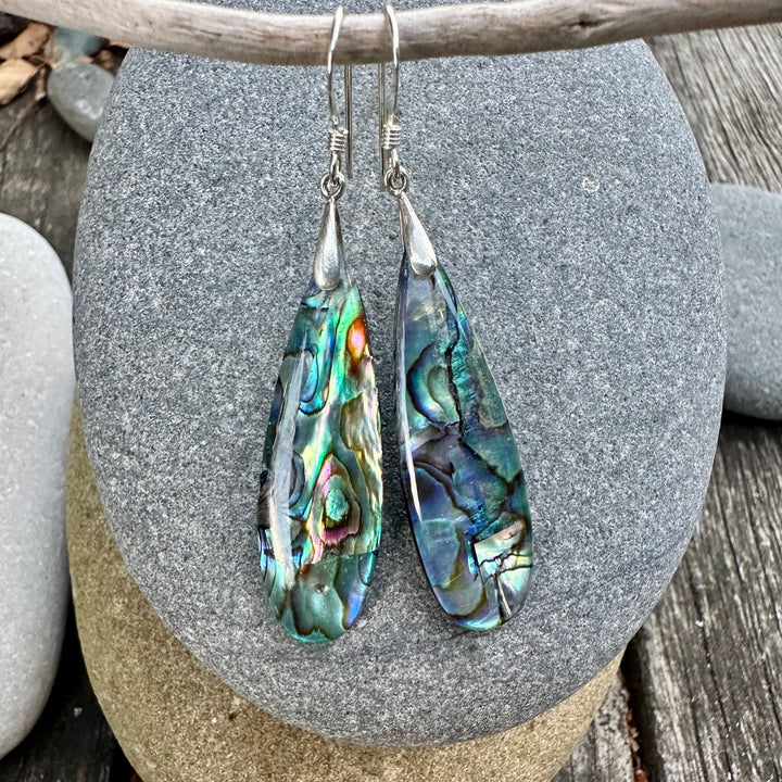 Long paua drop earrings