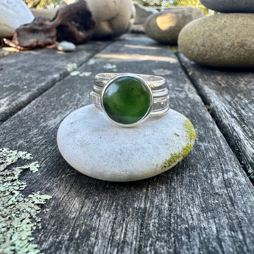 New Zealand greenstone Unity ring
