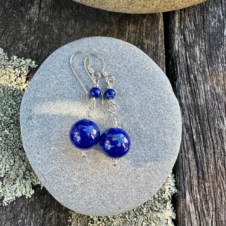 2 tier lapis lazuli earrings