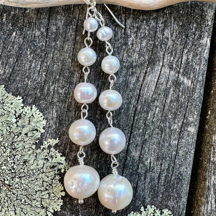 5 tier freshwater pearl and sterling silver earrings