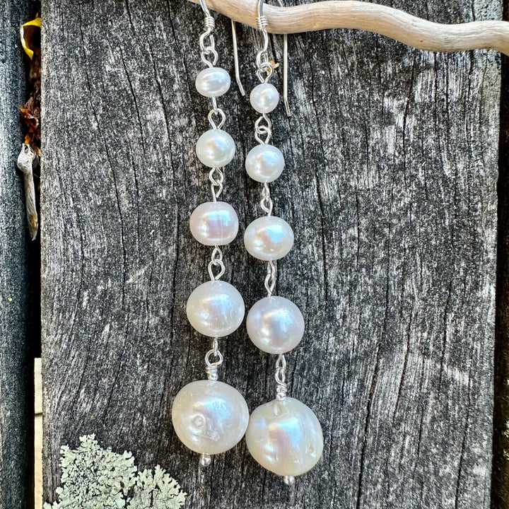 5 tier freshwater pearl and sterling silver earrings