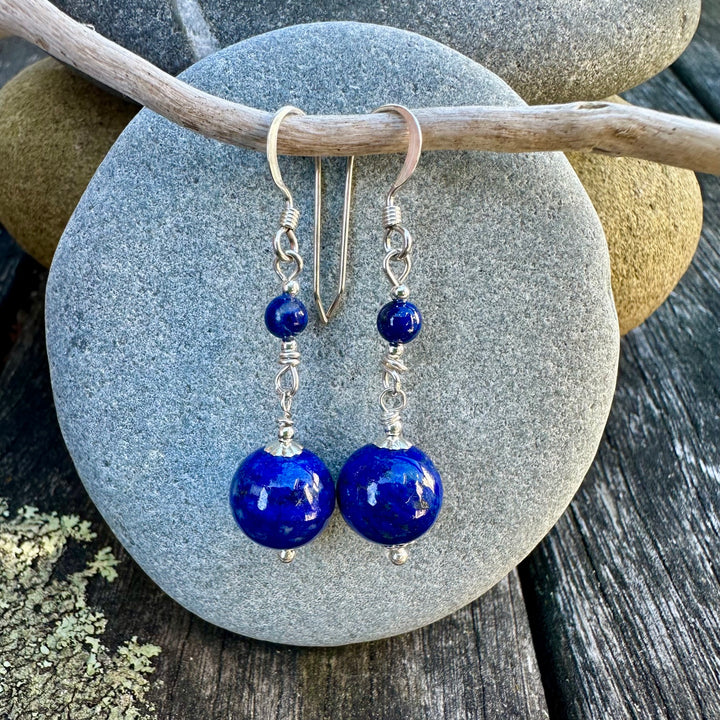 2 tier lapis lazuli earrings
