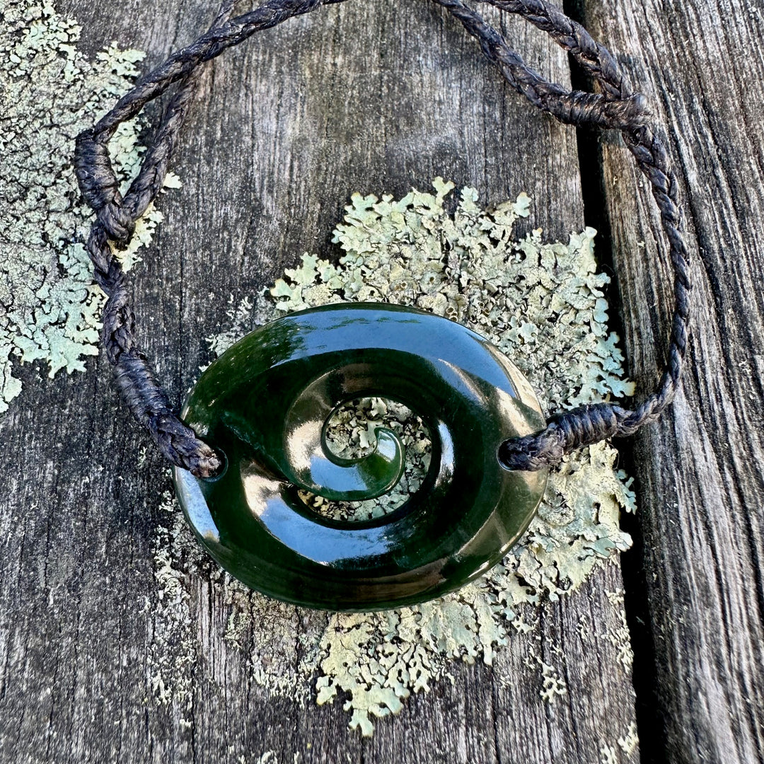 Oval NZ greenstone koru bracelet