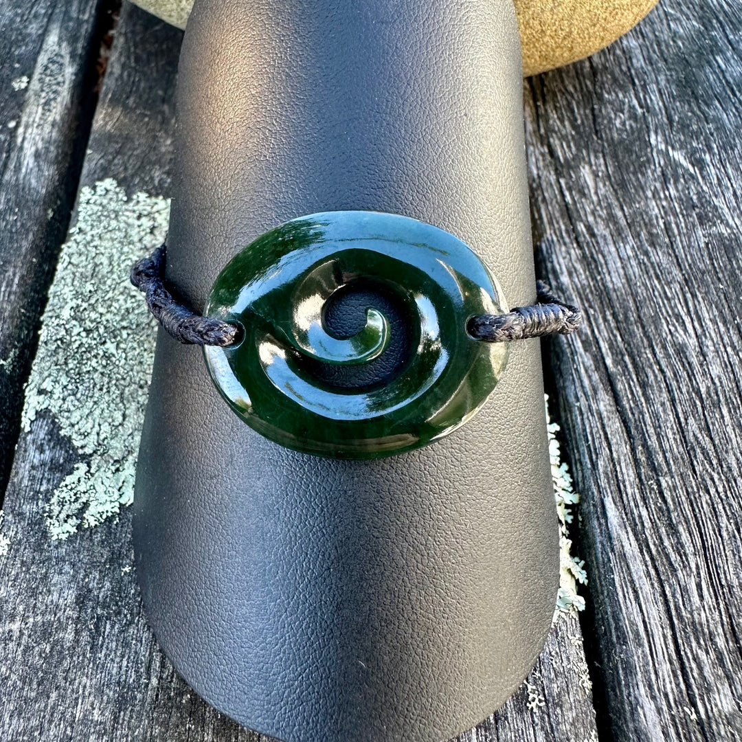 Oval NZ greenstone koru bracelet