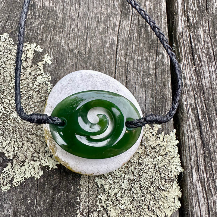 Oval New Zealand greenstone koru bracelet