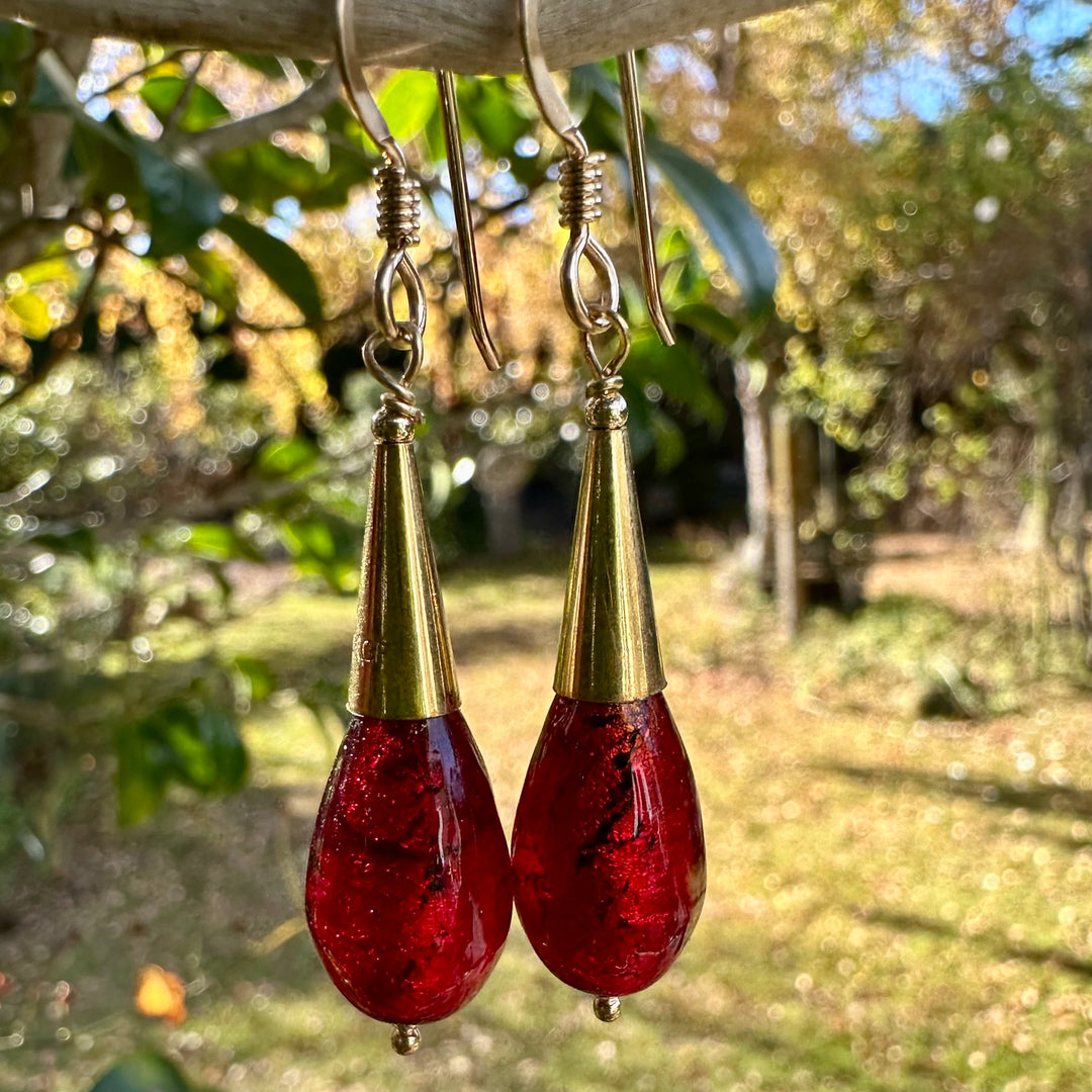 red venetian glass earrings