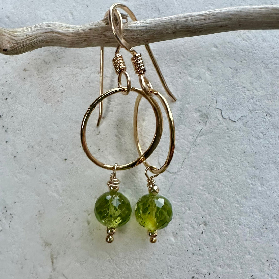 Faceted peridot earrings