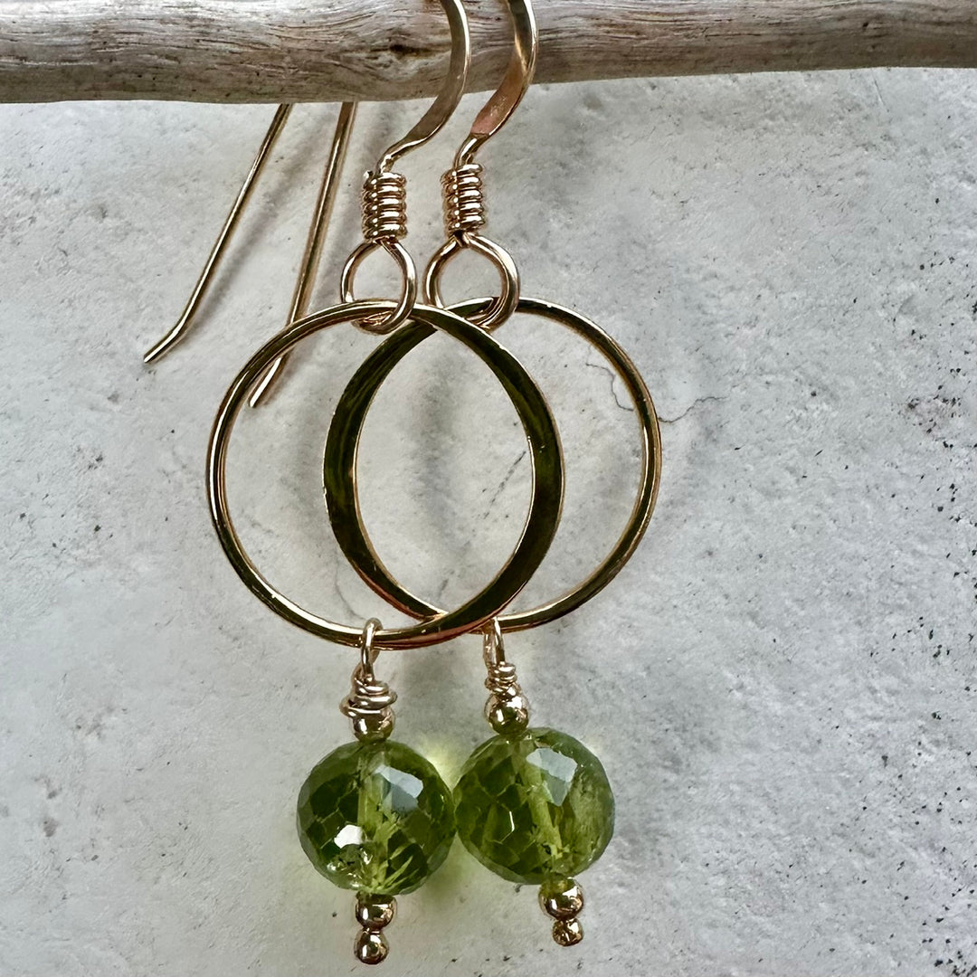 Faceted peridot earrings