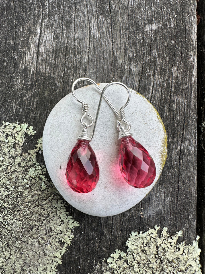Faceted pink drop earrings