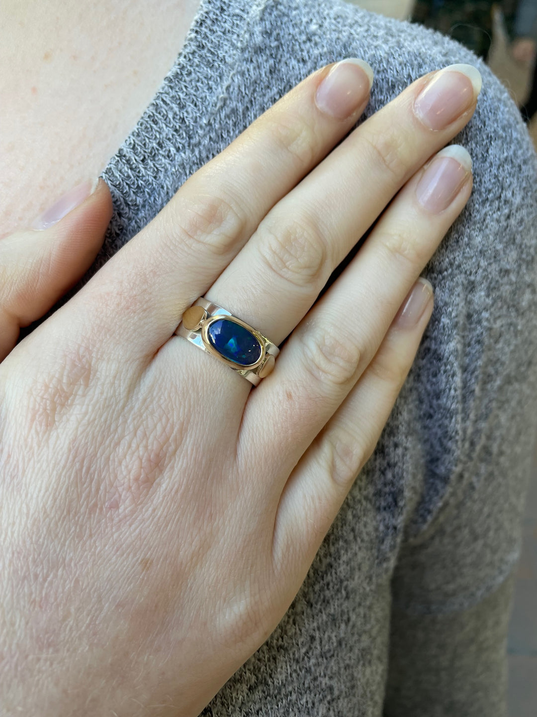 Black opal Amore ring