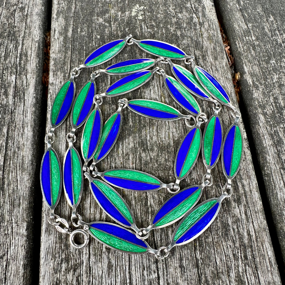 Vintage guilloche enamel necklace