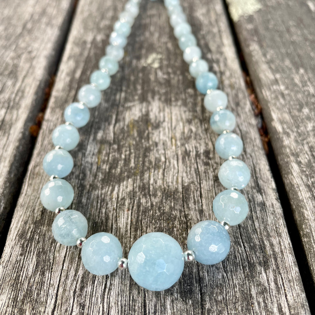 Faceted aquamarine necklace