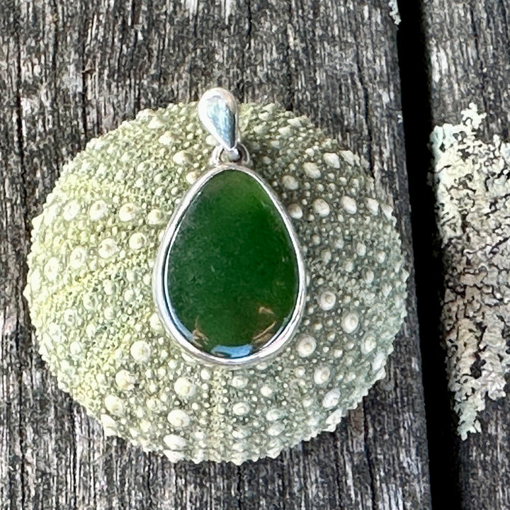 Small Pounamu and sterling silver drop pendant