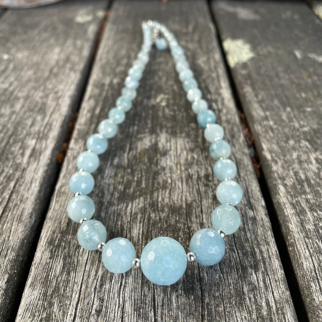 Faceted aquamarine necklace