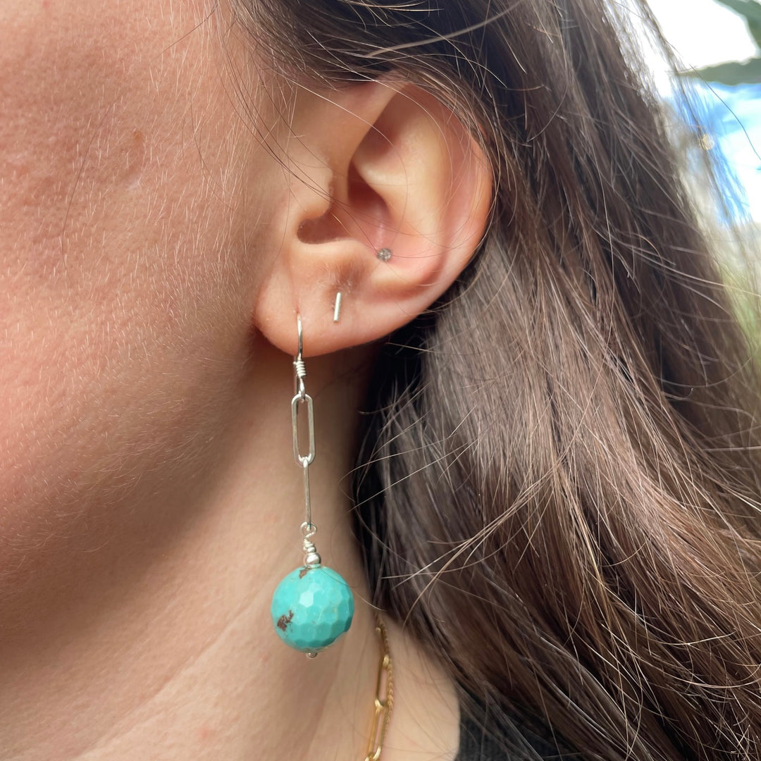 Faceted turquoise earrings