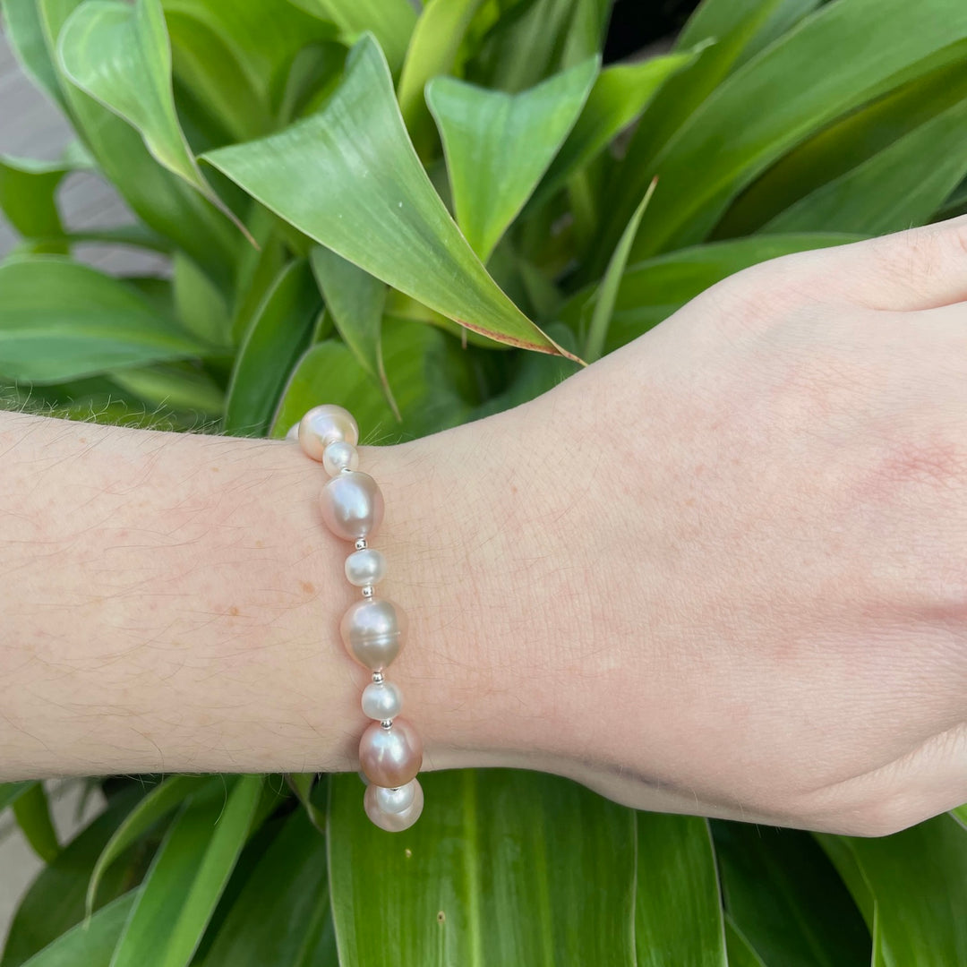 Pink and white freshwater pearl bracelet