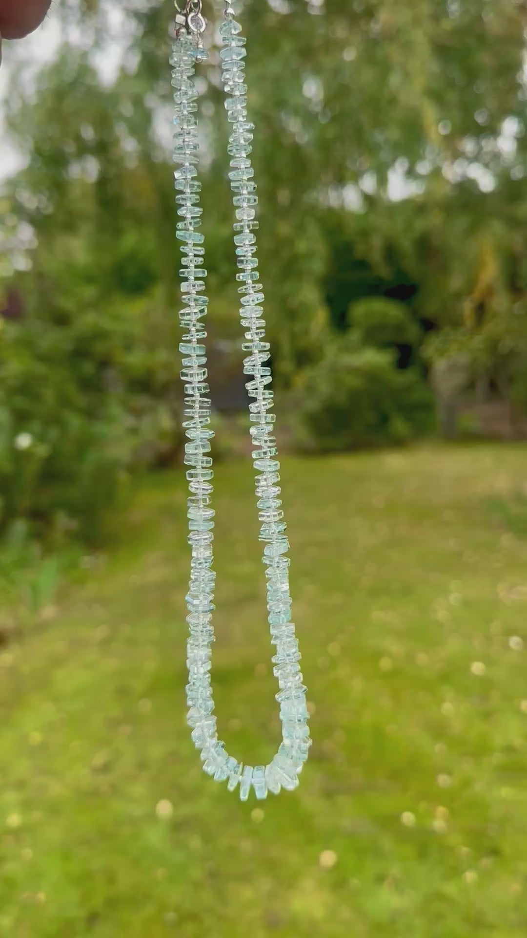 Faceted brazilian aquamarine rondel necklace