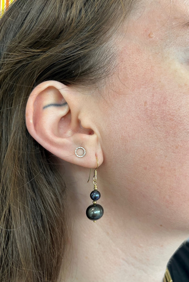Double peacock freshwater pearl earrings