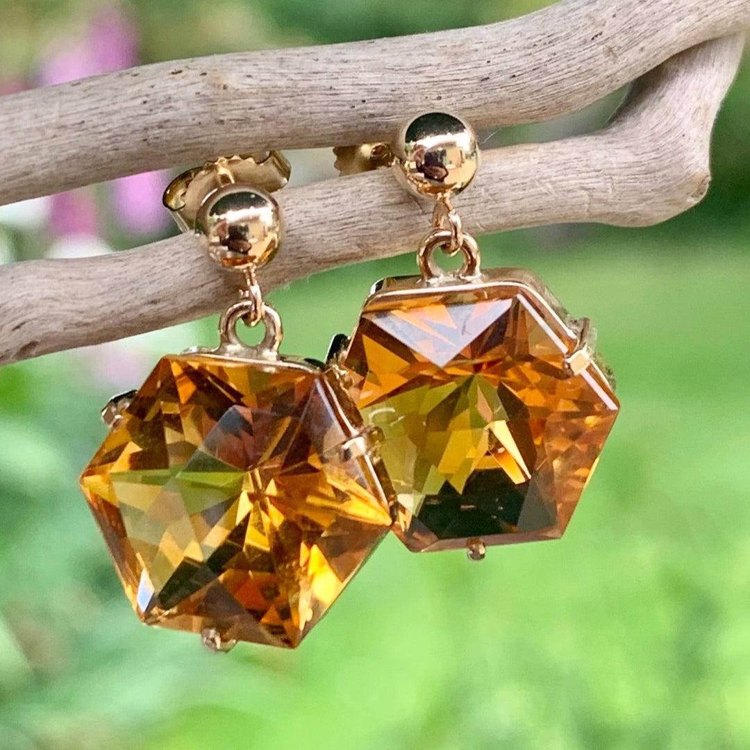 9ct Yellow Gold and Brazilian Citrine Earrings