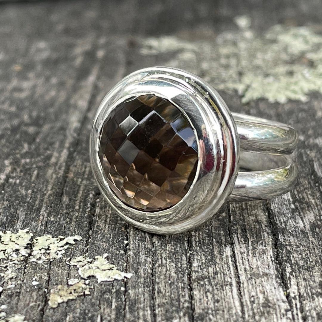 Faceted Smoky Quartz Ring