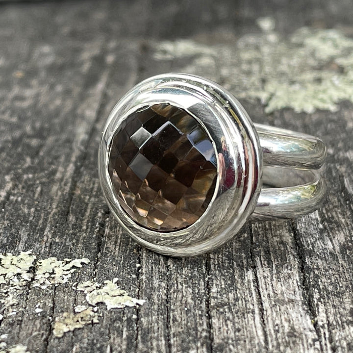 Faceted Smoky Quartz Ring