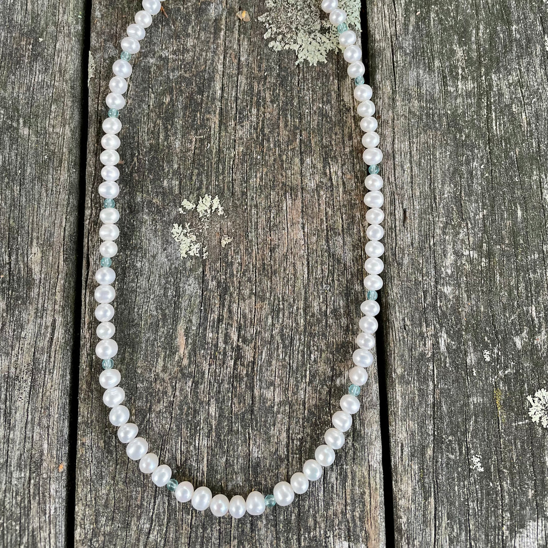 Blue Topaz and Freshwater Pearl Necklace
