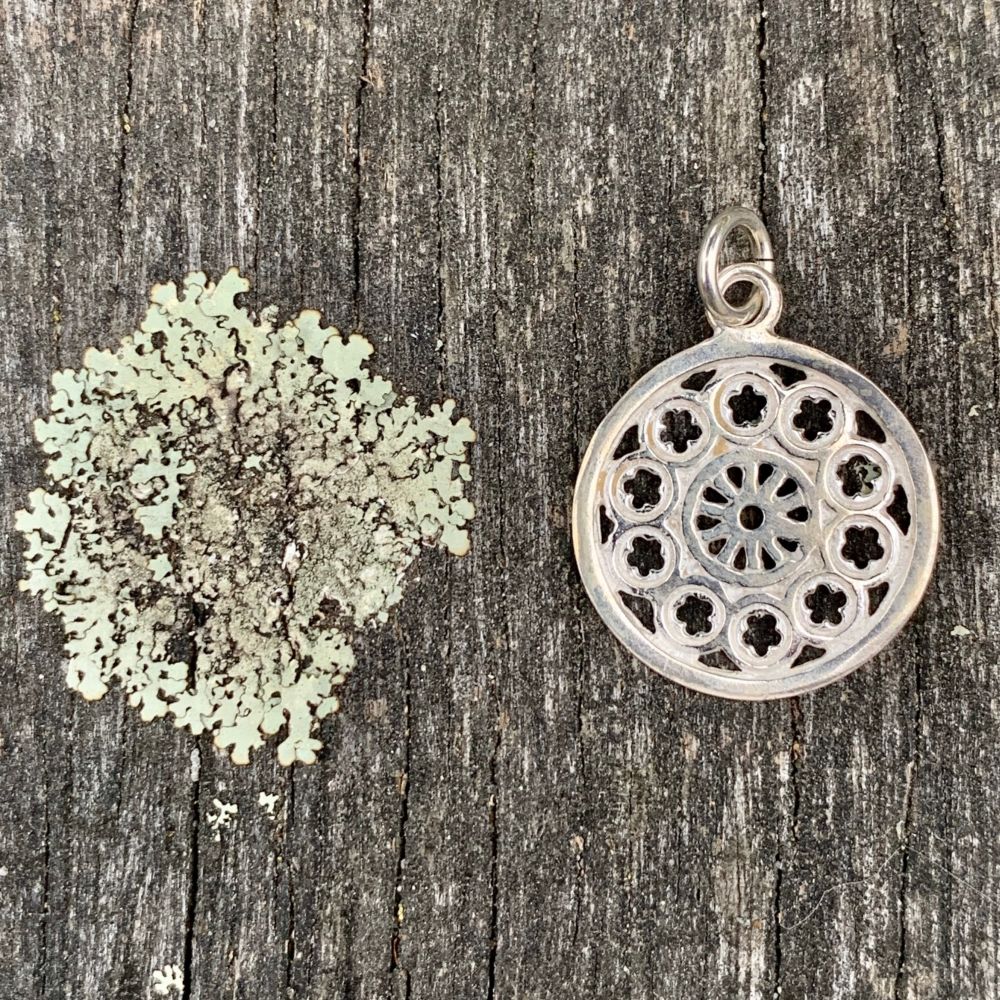 Small Rose Window Pendant, Sterling Silver