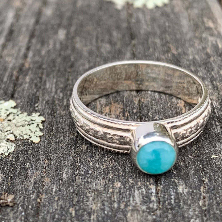 Amazonite Ring with Ornate Band