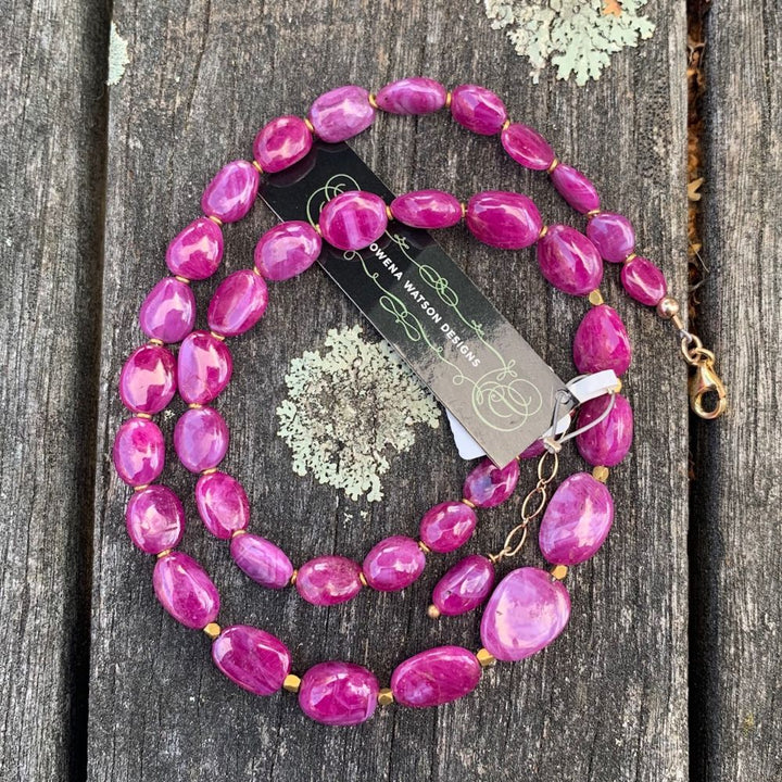 Indian Ruby and Gold Necklace with 14ct, & 18ct Gold