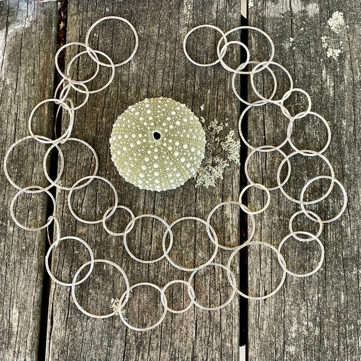 Handmade Light Sterling Silver Circle Link Chain Necklace