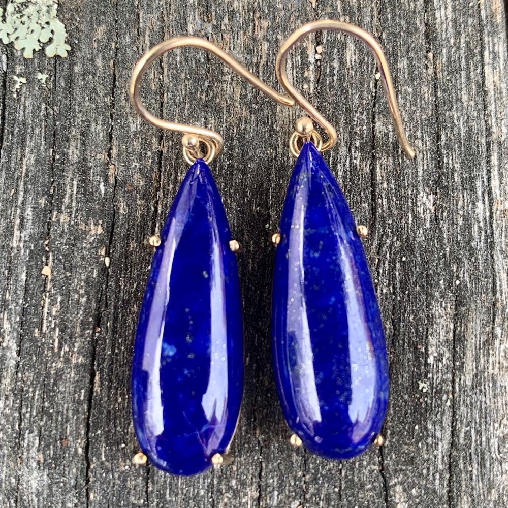 9ct Yellow Gold and Lapis Lazuli Earrings