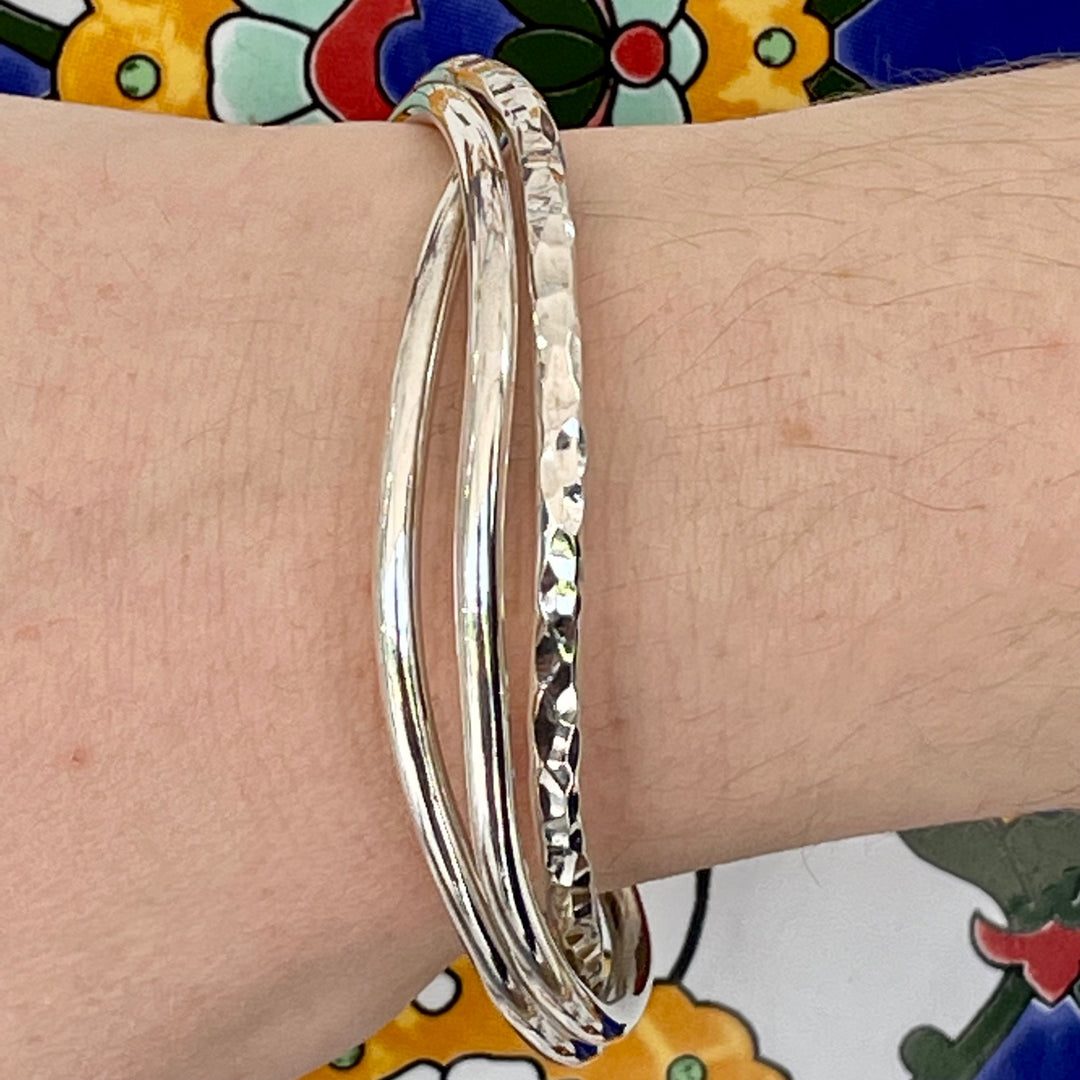 Solid Sterling Silver Triple Wave Bangle