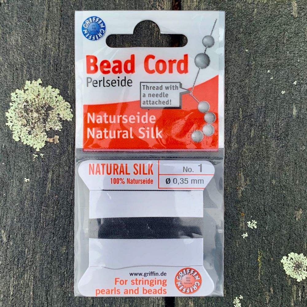 Natural Silk Bead Cord, Black, No. 1