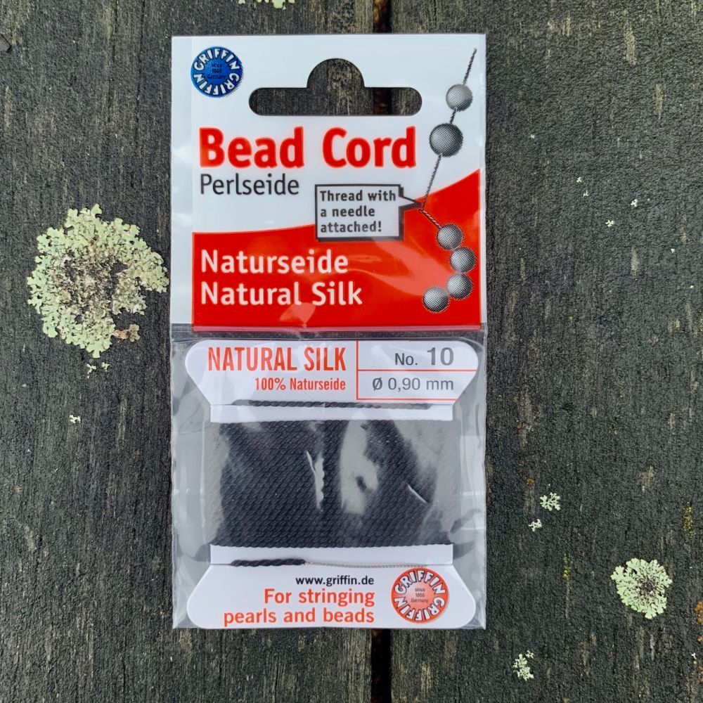 Natural Silk Bead Cord, Black, No. 10