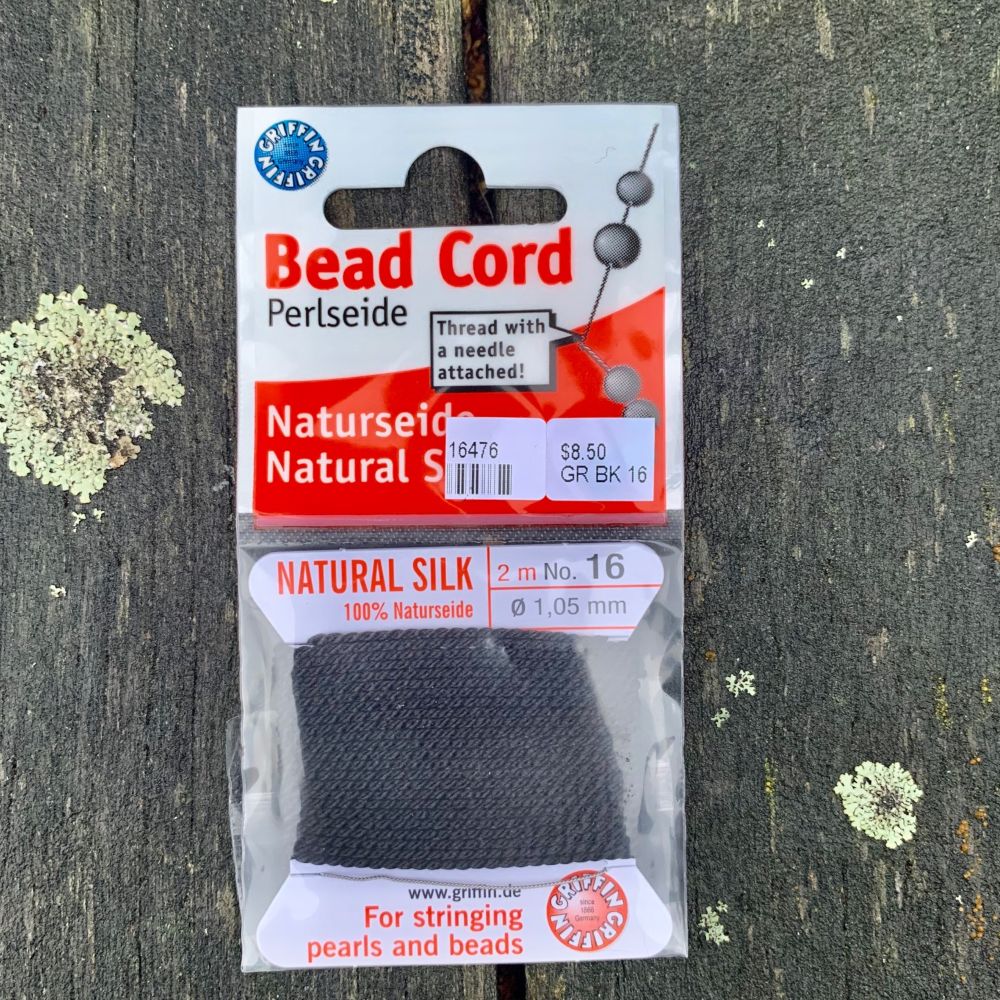 Natural Silk Bead Cord, Black, No. 16
