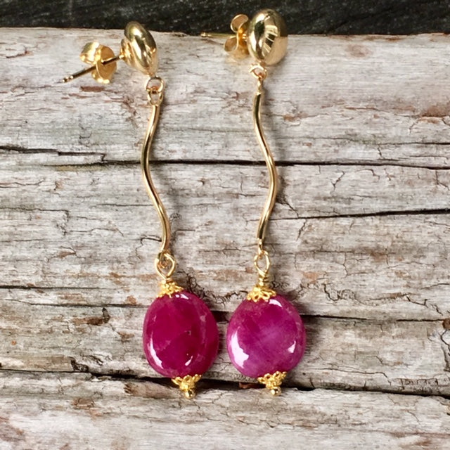 Indian Ruby and Gold Earrings with 9ct, 14ct, & 18ct Gold