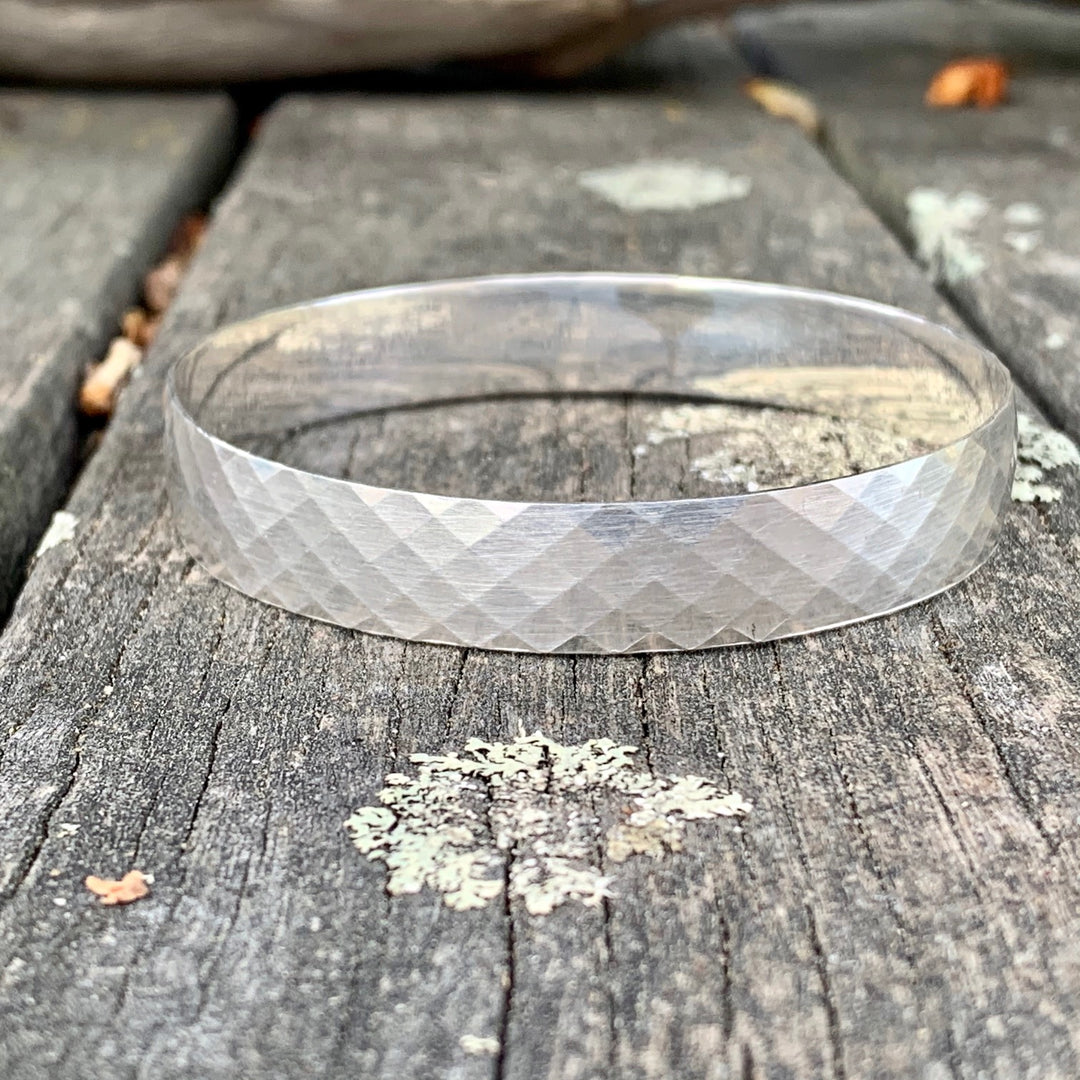 Sterling Silver Criss-Cross Riveted Bangle