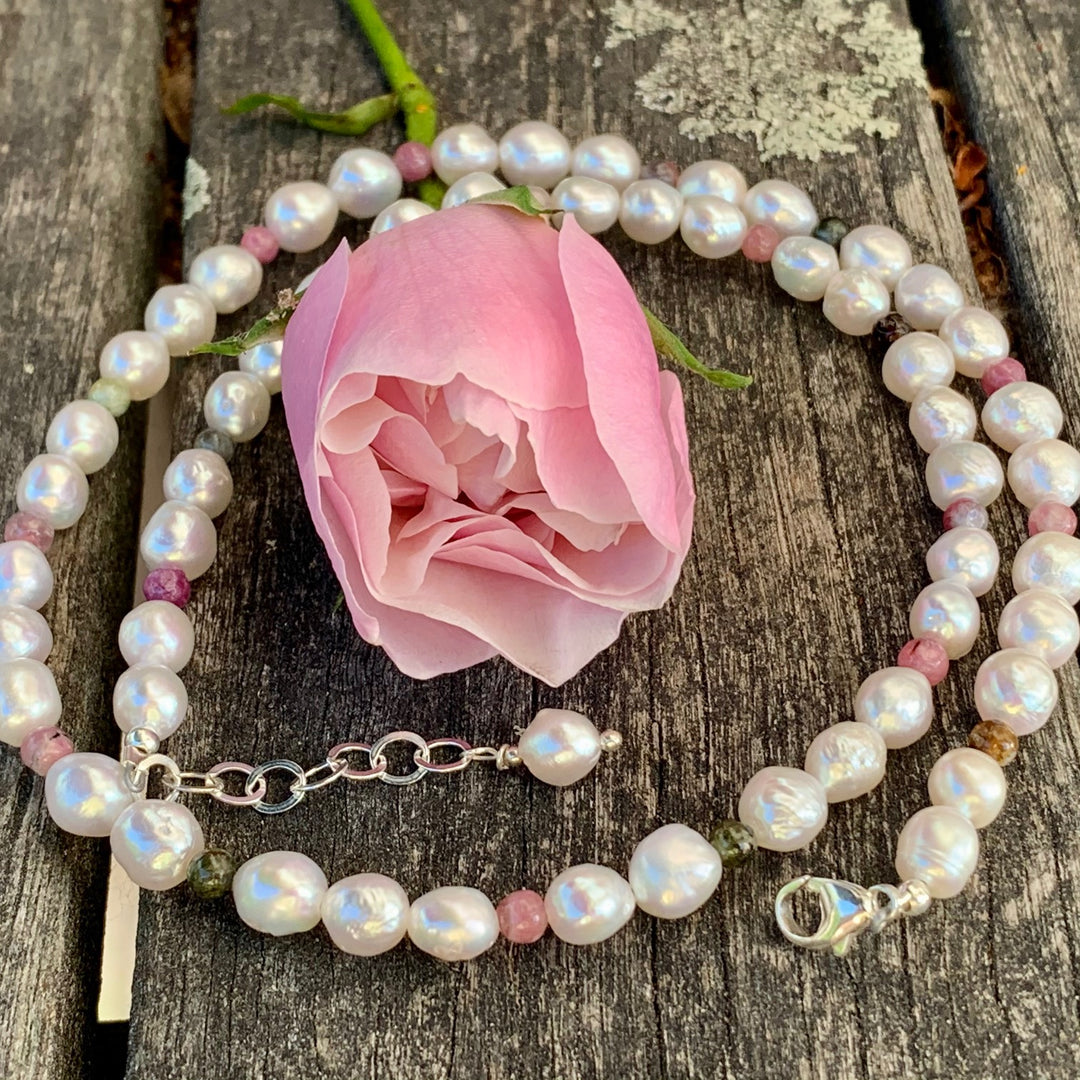 Freshwater Pearl and Tourmaline Necklace