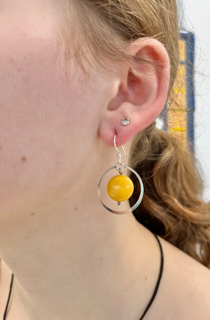 Butterscotch Amber sterling hoop earrings