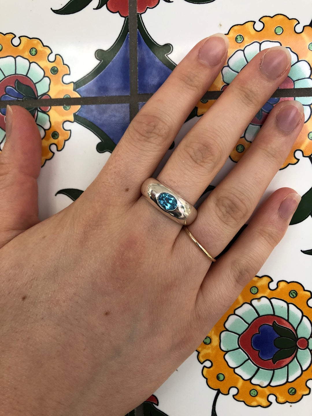 Blue Topaz Signet Ring