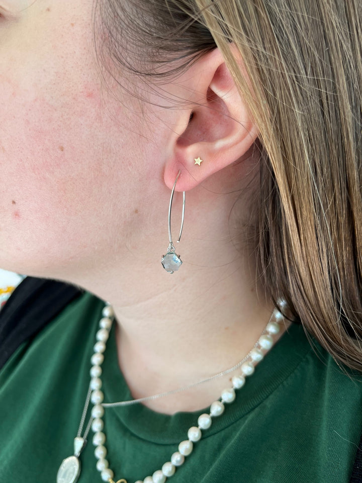 Freeform aquamarine drop earrings