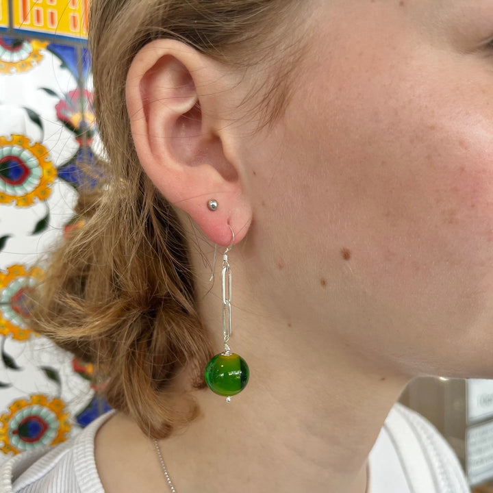 Two colour glass earrings