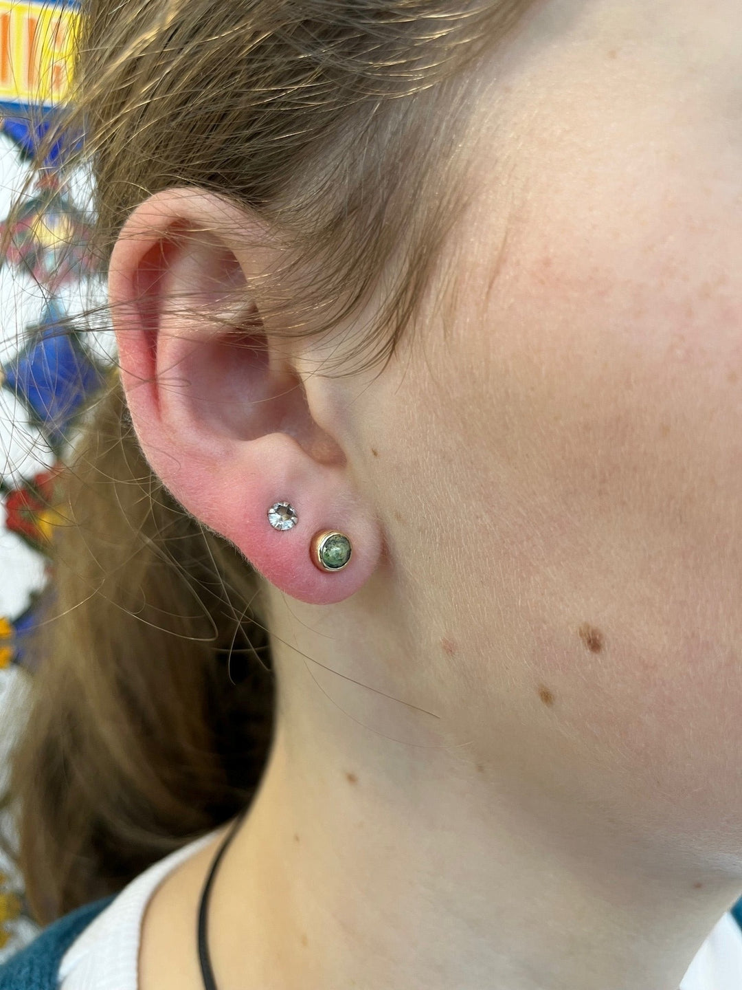 5mm Marsden Flower Pounamu and 9ct Gold Stud Earrings