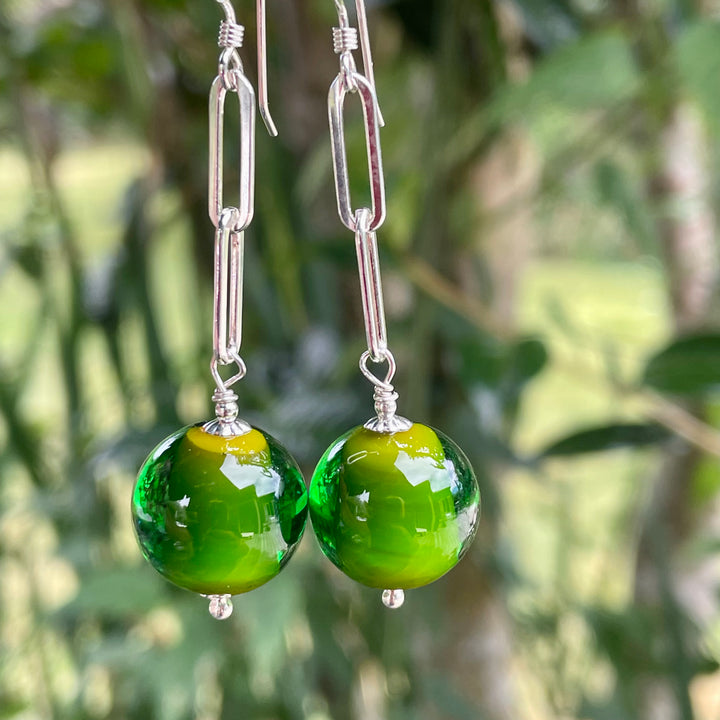 Two colour glass earrings