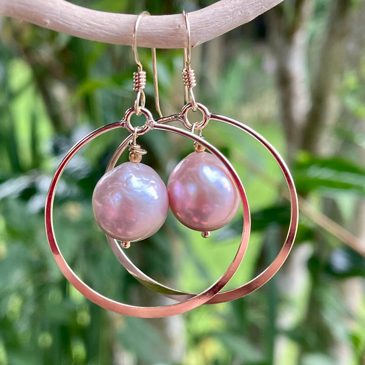 Pink freshwater pearl earrings