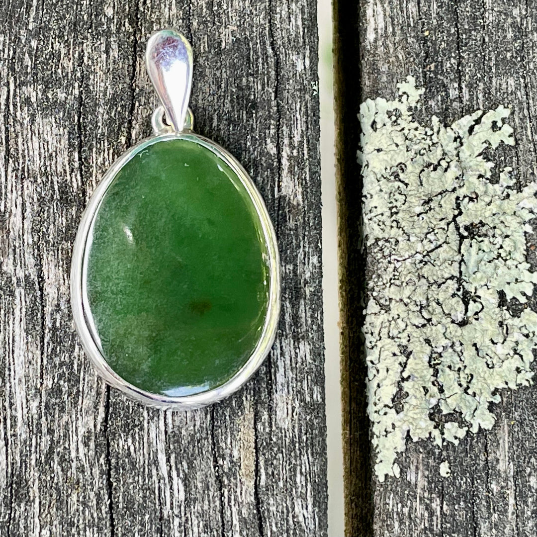 Large Pounamu & Sterling Silver Drop Pendant