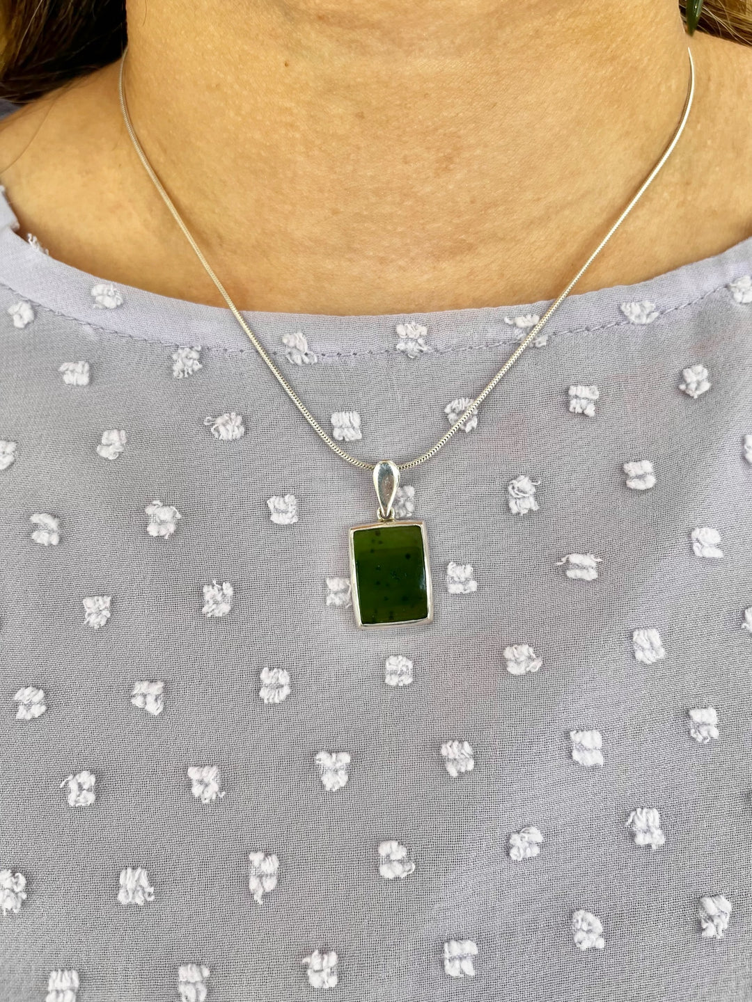 Rectangular Pounamu & Sterling Silver Pendant