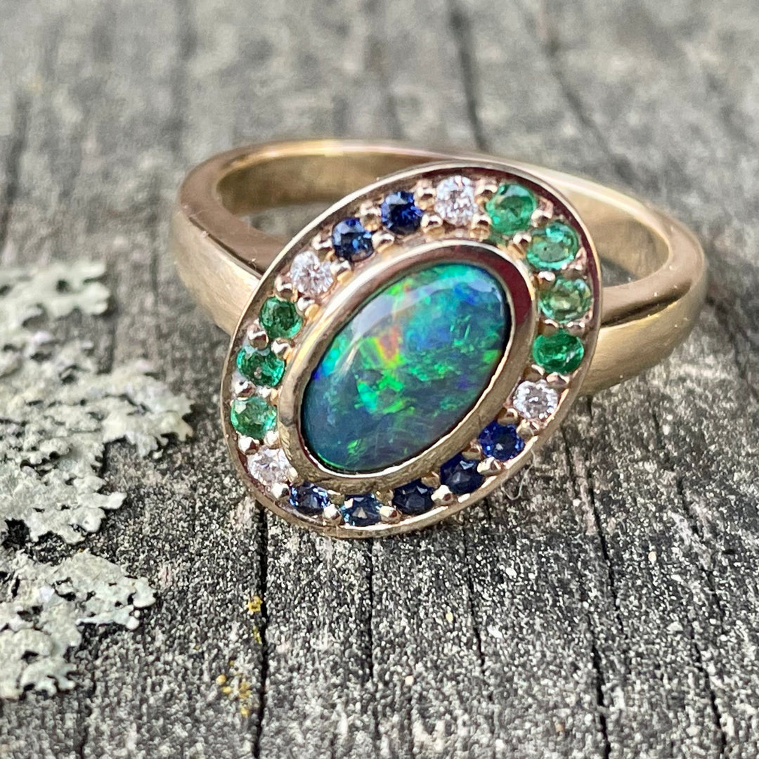 The Ocean Halo Ring, 9ct Gold