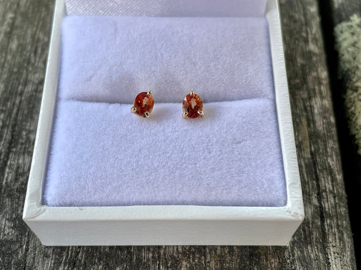 9ct Gold Padparadscha Sapphire Stud Earrings