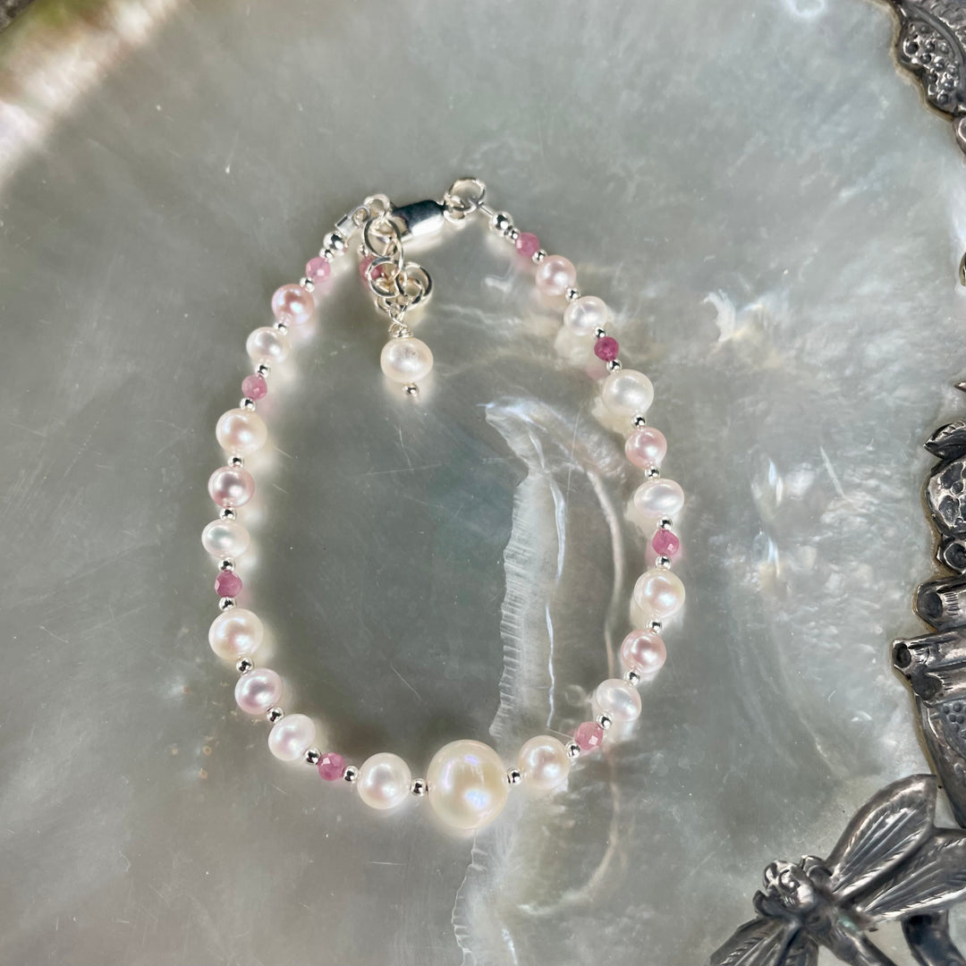 Freshwater pearl and tourmaline bracelet